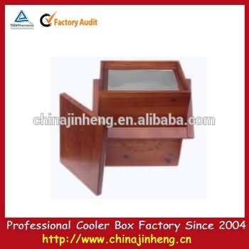 small portable wooden cooler box