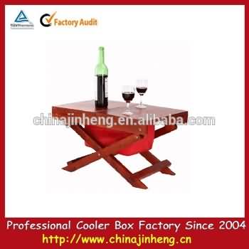 2015 new promotional wooden cooler table,folding wood cooler box