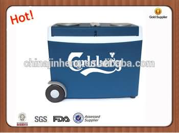 35L plastic caster cooler with bluetooth speaker