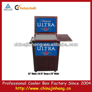 Wooden light up bar stool cooler