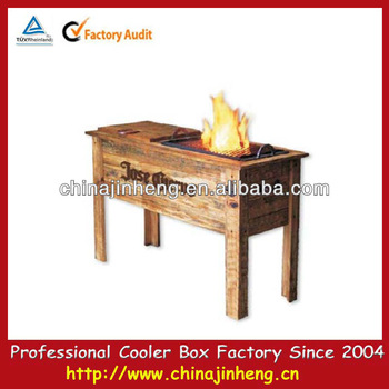 BBQ outdoor wooden cooler keep food and beverage cool