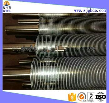 Extruded aluminium and copper finned tube with sample